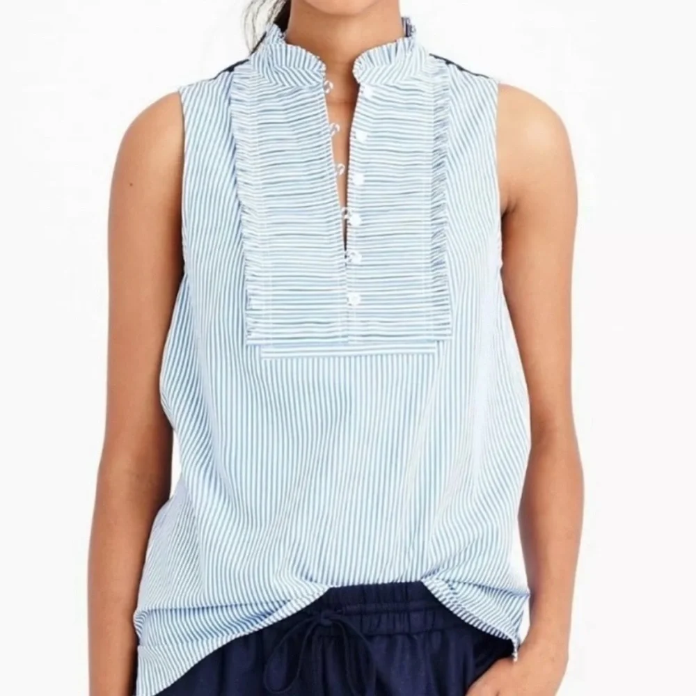 J Crew Striped Tuxedo Sleeveless Top 4 - Picture 2 of 10